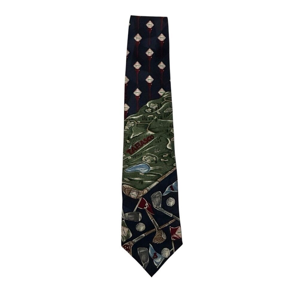 Vintage Tabasco Sauce Golf 100% Silk Necktie USA